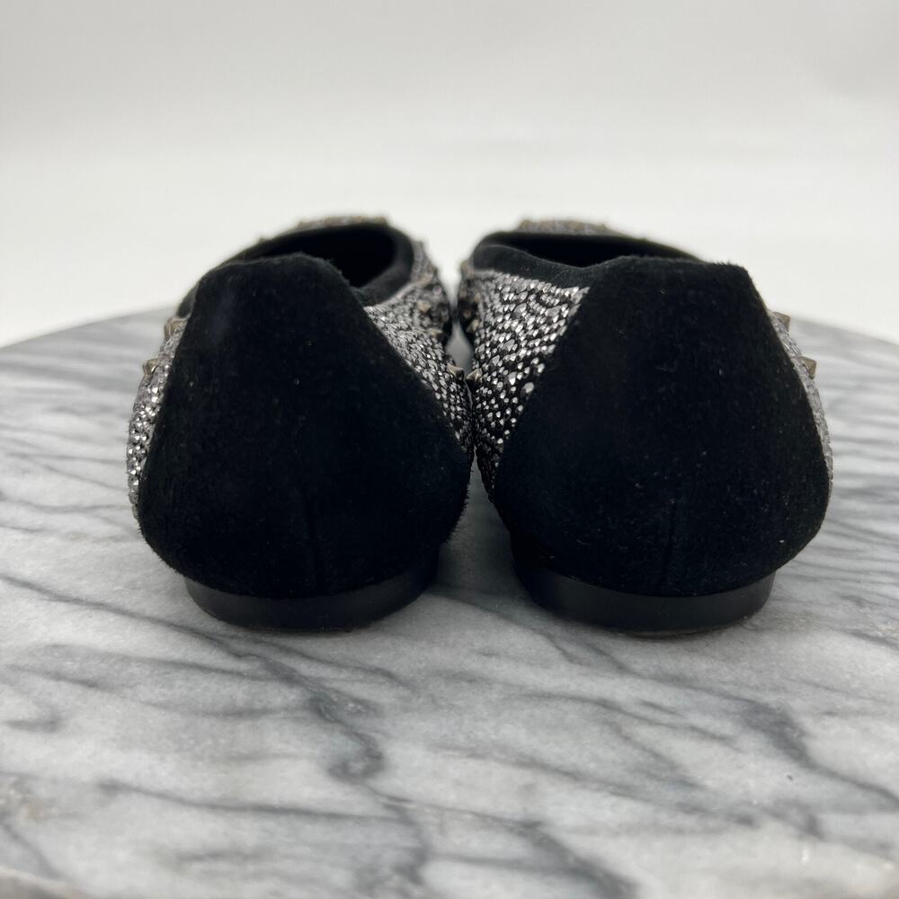 Stuart Weitzman Flats Womens 8‎ Black Crystal Studded Suede Ballet Slippers - Picture 5 of 12